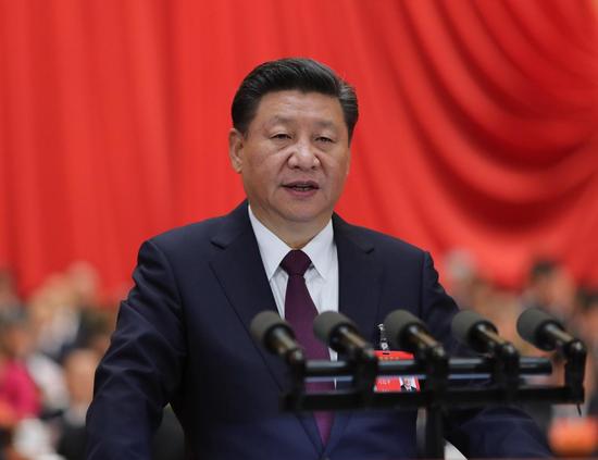 10月18日,習近平在中國共產黨第十九次全國代表大會上作報告。新華社記者 鞠鵬 攝